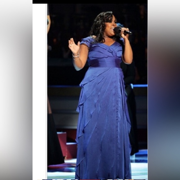 Adrianna papell blue raffle maxi formal dress size 12 - Picture 3 of 13